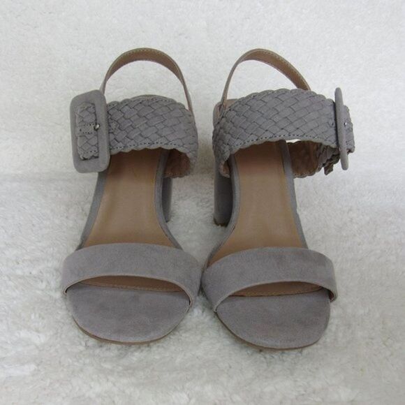 Heeled Sandals Light Gray Faux Suede Womens Size 7.5 Qupid Alona Style 702062 - Picture 10 of 13